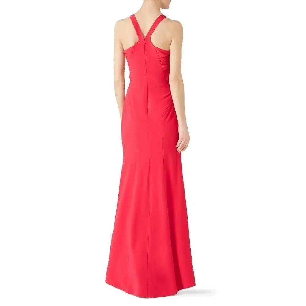 Halston Twist Mesh Insert Gown in Fuchsia 4 Women… - image 3